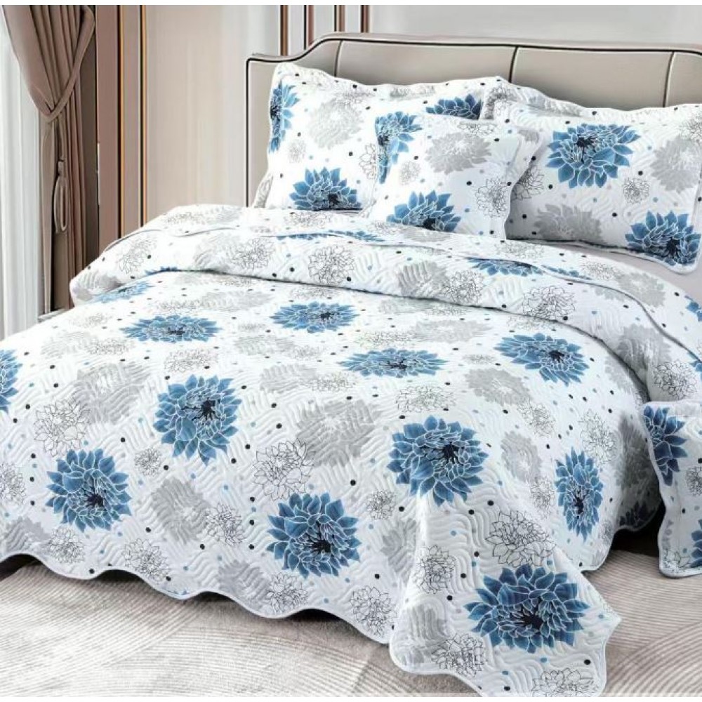 Cuvertură Pat Dublu, 5 Piese, Bumbac 100% , Imprimat –Calitate Premium, cu Imprimeu Durabil, 230x250 cm, E-S326