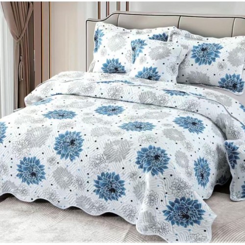 Cuvertură Pat Dublu, 5 Piese, Bumbac 100% , Imprimat –Calitate Premium, cu Imprimeu Durabil, 230x250 cm, E-S326