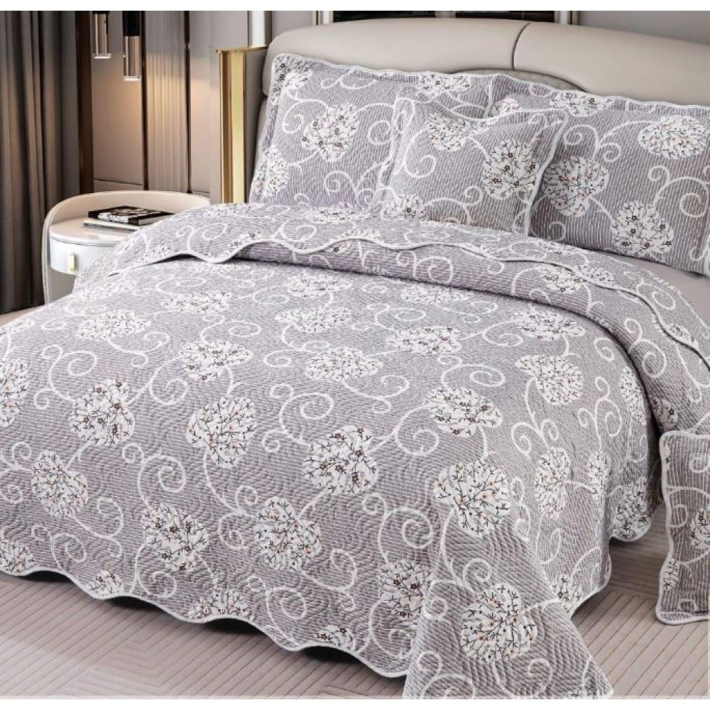Cuvertură Pat Dublu, 5 Piese, Bumbac 100% , Imprimat –Calitate Premium, cu Imprimeu Durabil, 230x250 cm, E-S281