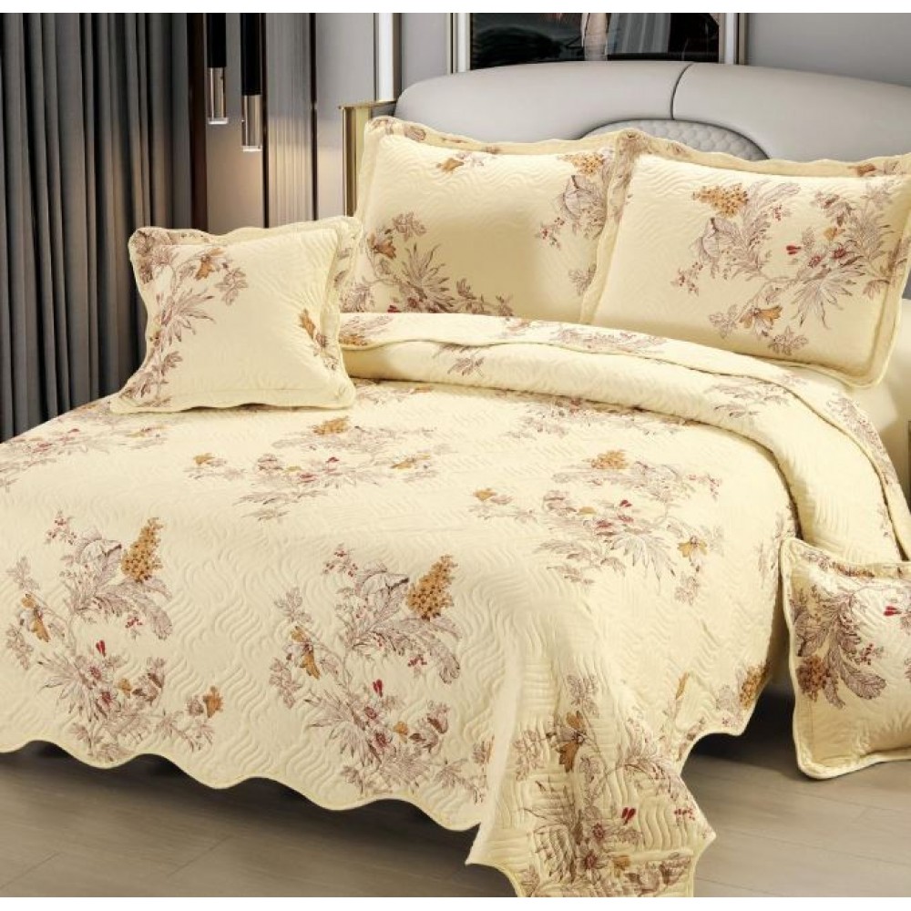 Cuvertură Pat Dublu, 5 Piese, Bumbac 100% , Imprimat –Calitate Premium, cu Imprimeu Durabil, 230x250 cm, E-S141