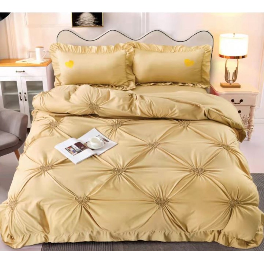 Lenjerie de pat FINET Brodate, pentru 2 persoane, 4 piese, Cearceaf de pat 220 x 240cm, JH-03