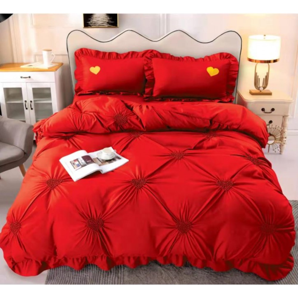 Lenjerie de pat FINET Brodate, pentru 2 persoane, 4 piese, Cearceaf de pat 220 x 240cm, JH-04