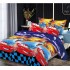 Lenjerie Bumbac tip Finet pufos, ușoară, Model Albastru-masina pentru copii, cearceaf pentru pat 230x250cm, L-281