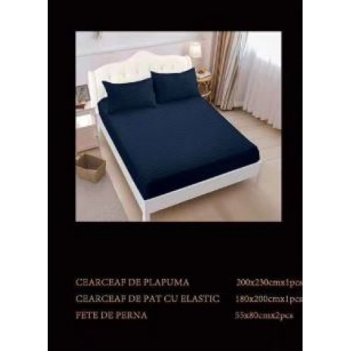 Lenjerie de pat dublu din damasc cu elastic, 4 piese, cearceaf pentru pat 180x200cm, PTC-05