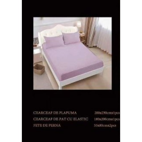 Lenjerie de pat dublu din damasc cu elastic, 4 piese, cearceaf pentru pat 180x200cm, PTC-06