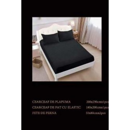 Lenjerie de pat dublu din damasc cu elastic, 4 piese, cearceaf pentru pat 180x200cm, PTC-08