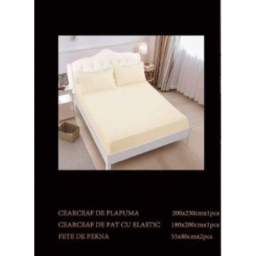 Lenjerie de pat dublu din damasc cu elastic, 4 piese, cearceaf pentru pat 180x200cm, PTC-13