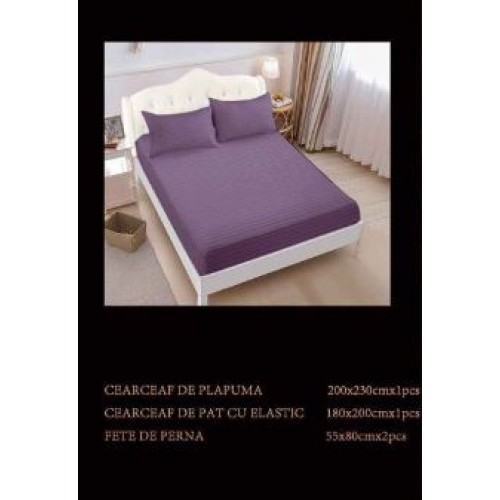 Lenjerie de pat dublu din damasc cu elastic, 4 piese, cearceaf pentru pat 180x200cm, PTC-14