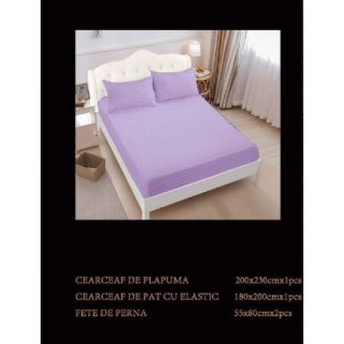 Lenjerie de pat dublu din damasc cu elastic, 4 piese, cearceaf pentru pat 180x200cm, PTC-15