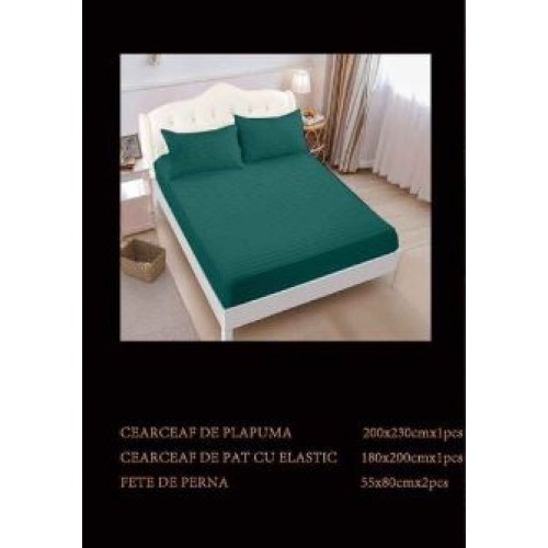 Lenjerie de pat dublu din damasc cu elastic, 4 piese, cearceaf pentru pat 180x200cm, PTC-18