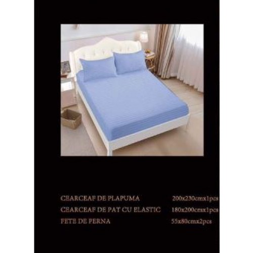 Lenjerie de pat dublu din damasc cu elastic, 4 piese, cearceaf pentru pat 180x200cm, PTC-22