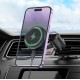 Suport auto Magsafe, Hoco HW6, Compatibil Apple, Incarcare wireless 15W, Grila de ventilatie, Negru