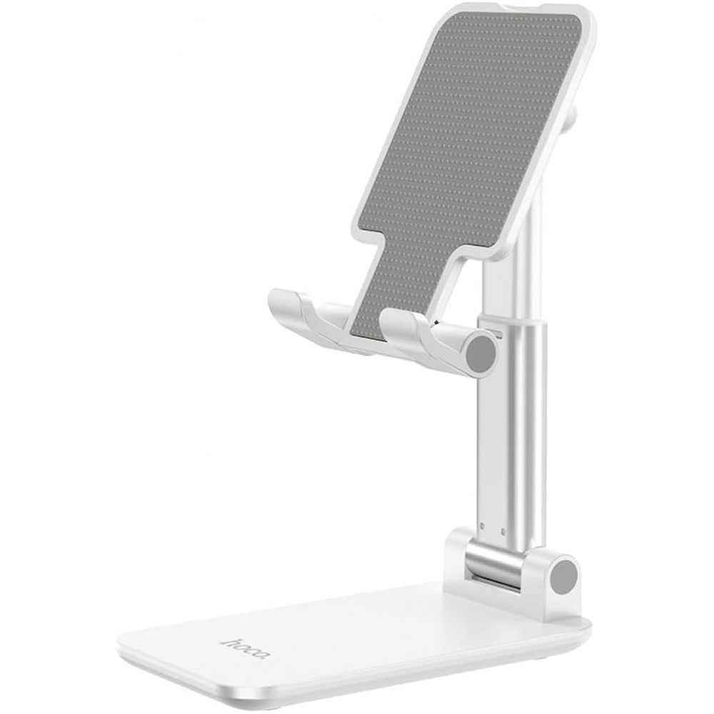 Suport birou Hoco PH29A, pentru Telefon si tableta, Ajustabil 120 grade, Protectie silicon, Alb