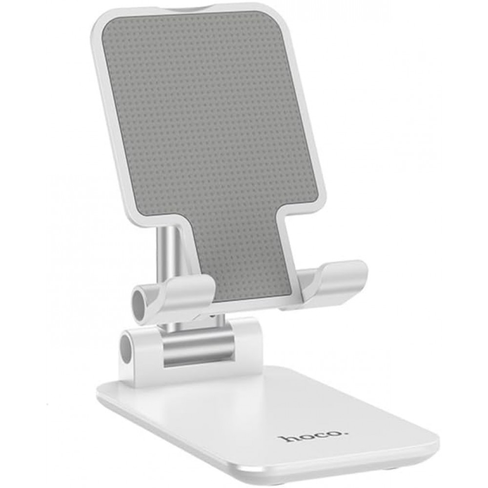 Suport birou Hoco PH29A, pentru Telefon si tableta, Ajustabil 120 grade, Protectie silicon, Alb