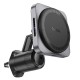 Suport Auto cu incarcare Wireless, HW15, 15W, Magnetic, montaj Ventilatie, cablu USB-C, 1m, Pull Hook, Negru/Gri