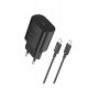 Incarcator retea X-Start Daden CDQ079CC + cablu de incarcare USB-C 1m, Incarcare rapida, Super Quick Charge, 5V, 3A, Power Delivery 25W, USB-C, Negru