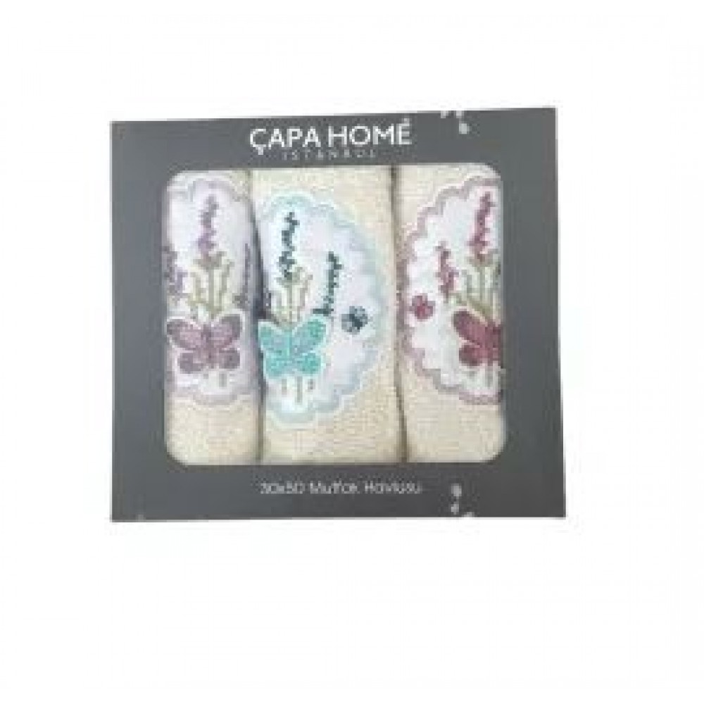 Set 3 prosoape din bumbac Cu model 30x50CM