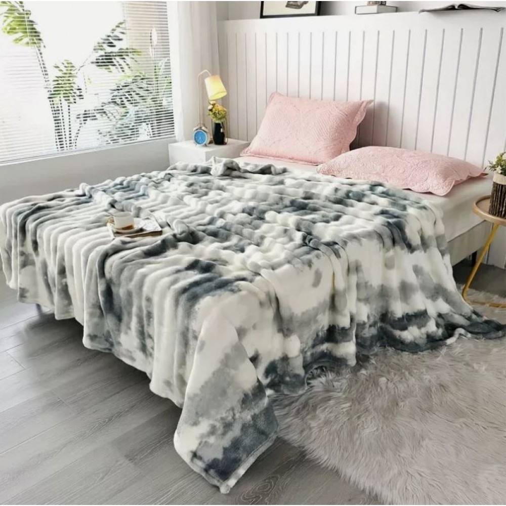 Pătură cu blană de iepure artificială ultra-moale, 200x230 cm, PUT-01