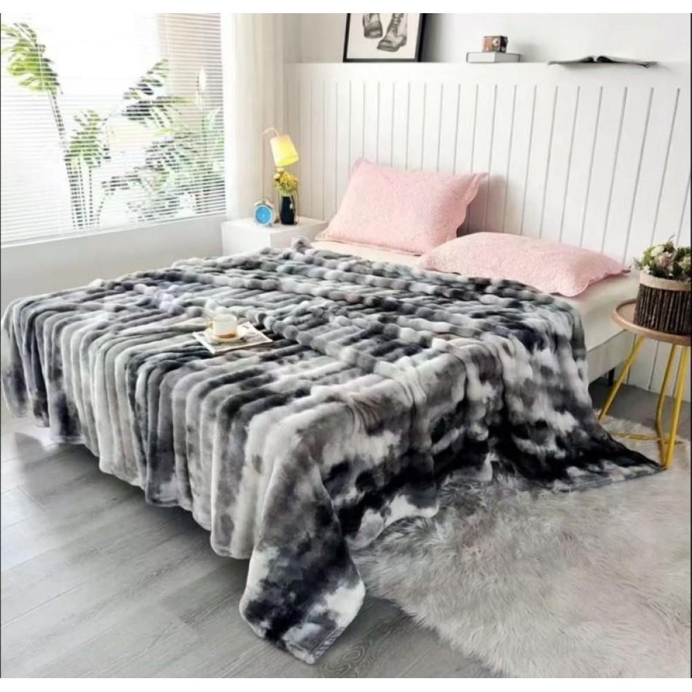 Pătură cu blană de iepure artificială ultra-moale, 200x230 cm, PUT-02