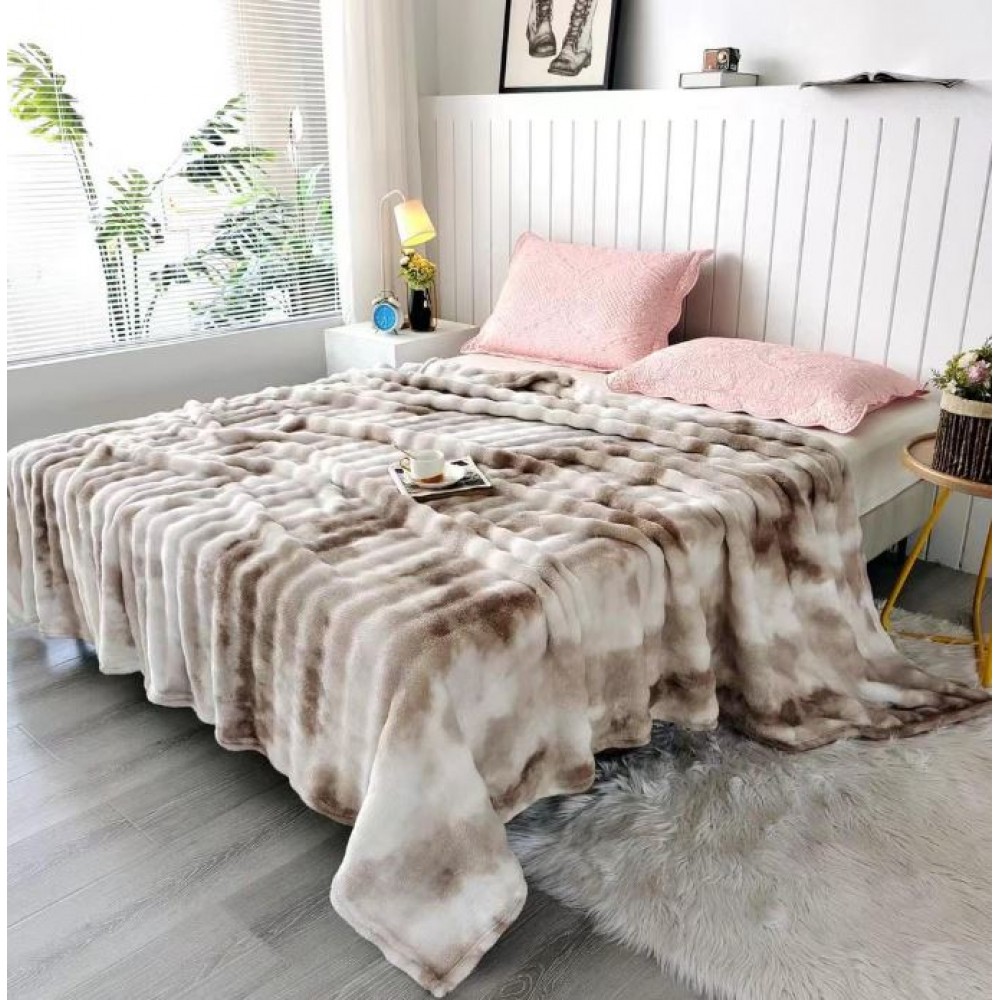 Pătură cu blană de iepure artificială ultra-moale, 200x230 cm, PUT-03