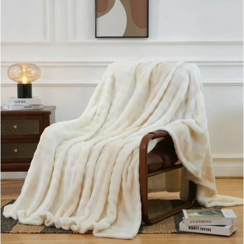 Pătură cu blană de iepure artificială ultra-moale, 200x230 cm, PUT-04