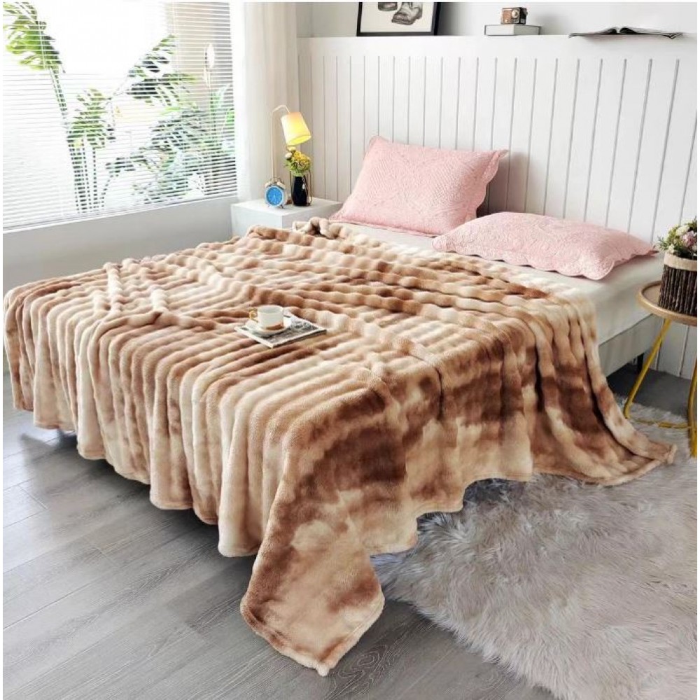 Pătură cu blană de iepure artificială ultra-moale, 200x230 cm, PUT-05
