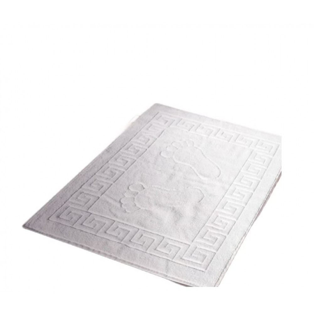 Covoras baie tip prosop greek border cu talpi  50x70 cm, Alb, CVS-1