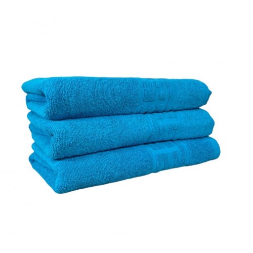 Set 3 prosoape de baie, Bumbac, Bordura Greceasca, 550g/m² cu fir dublu, 70x140cm, Bleu, GC-4