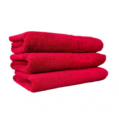Set 3 prosoape de baie, Bumbac, Bordura Greceasca, 550g/m² cu fir dublu, 70x140cm, Rosu, GC-5