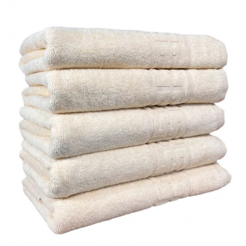 Set 5 prosoape de baie, Bumbac, Bordura Greceasca, 550g/m² cu fir dublu, 70x140cm, Bej, GC-8