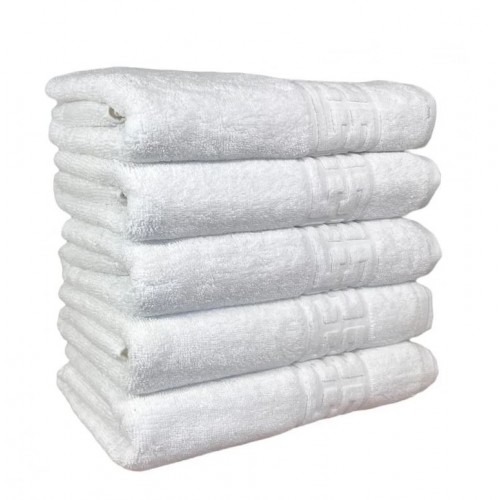 Set 5 prosoape de baie, Bumbac, Bordura Greceasca, 550g/m² cu fir dublu, 70x140cm, Alb, GC-10