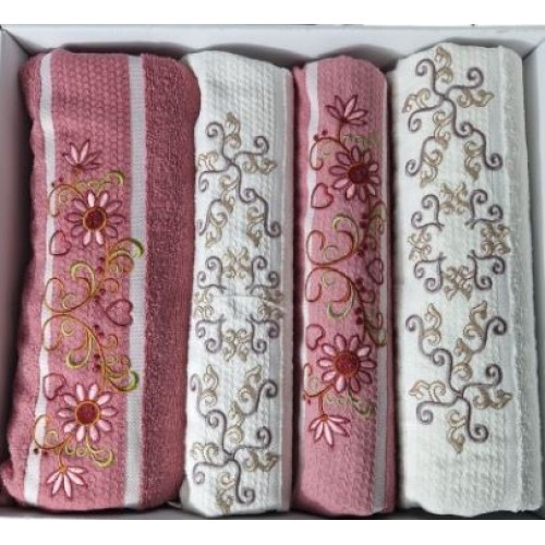 Set 4 prosoape din bumbac 100%, 2 x50x90 cm și 2 x 70x140 cm, SE-1
