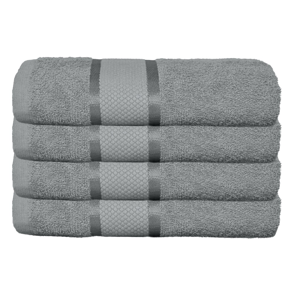 Set 4 prosoape de baie, Bumbac 100%, Uni, 400g/m², 50×90cm, Gri, PRO-1