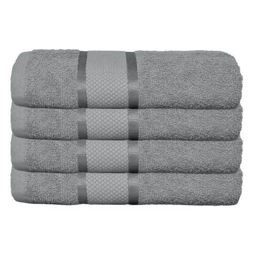 Set 4 prosoape de baie, Bumbac 100%, Uni, 400g/m², 50×90cm, Gri, PRO-1
