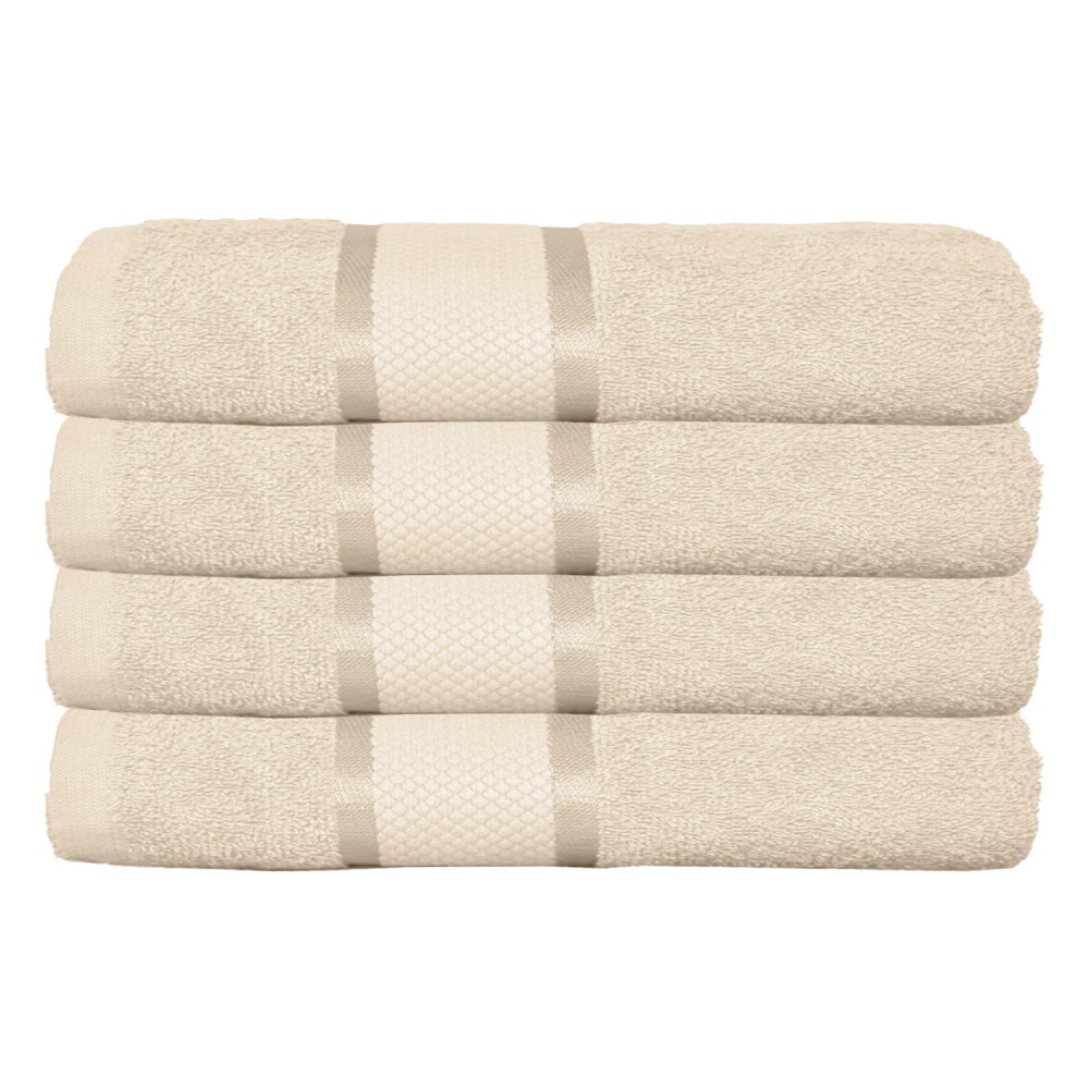 Set 4 prosoape de baie, Bumbac 100%, Uni, 400g/m², 50×90cm, Bej, PRO-2