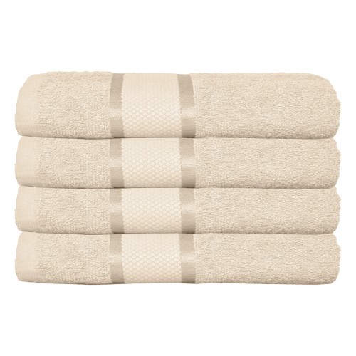 Set 4 prosoape de baie, Bumbac 100%, Uni, 400g/m², 50×90cm, Bej, PRO-2