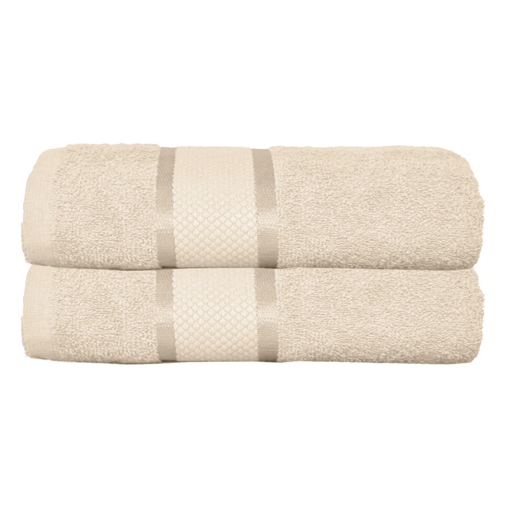Set 2 prosoape de baie, Bumbac 100%, Uni, 400g/m², 70×130cm, Bej, PRO-3