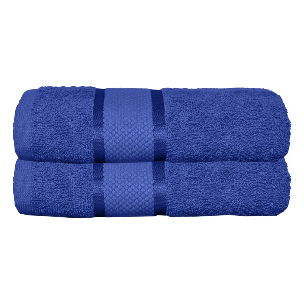 Set 2 prosoape de baie, Bumbac 100%, Uni, 400g/m², 70×130cm, Albastru, PRO-4
