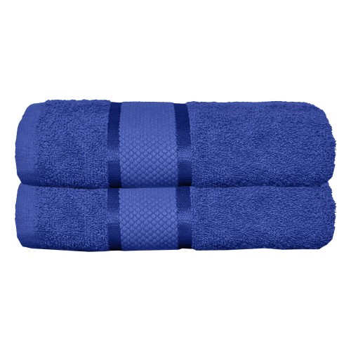 Set 2 prosoape de baie, Bumbac 100%, Uni, 400g/m², 70×130cm, Albastru, PRO-4