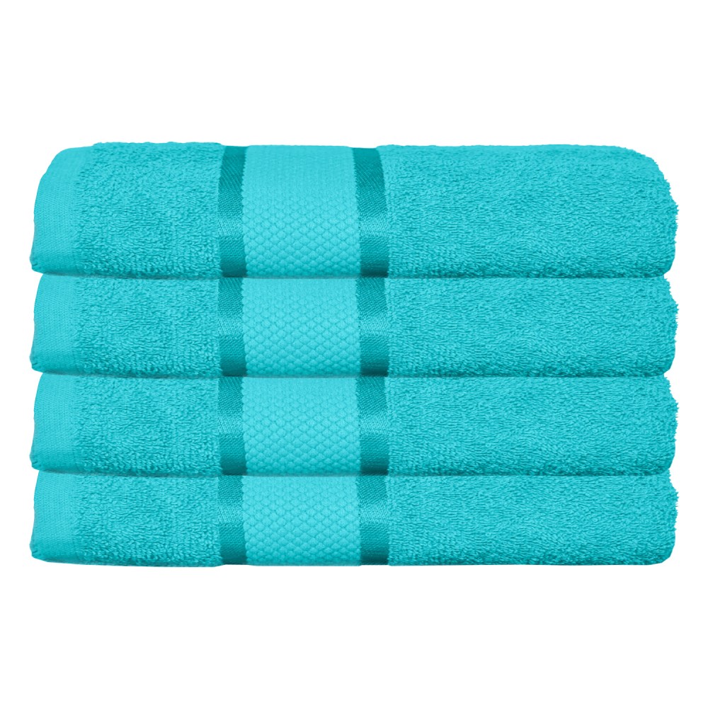 Set 4 prosoape de baie, Bumbac 100%, Uni, 400g/m², 50×90cm, Bleu, PRO-5