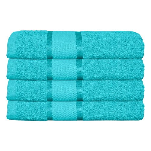Set 4 prosoape de baie, Bumbac 100%, Uni, 400g/m², 50×90cm, Bleu, PRO-5