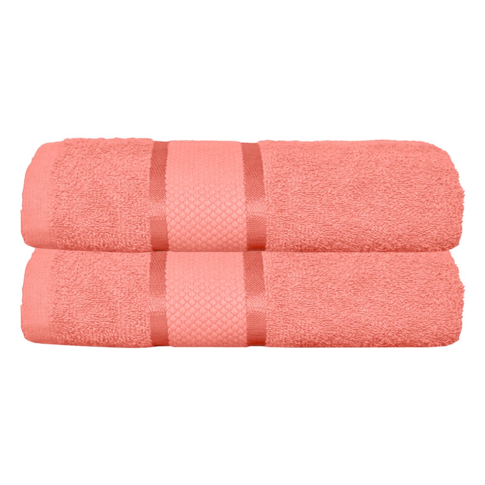 Set 2 prosoape de baie, Bumbac 100%, Uni, 400g/m², 70×130cm, Roz, PRO-6