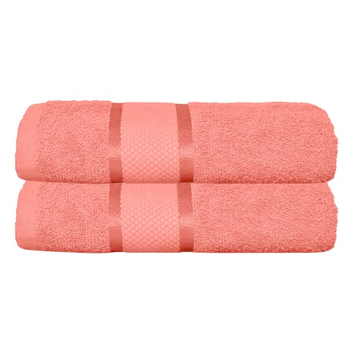 Set 2 prosoape de baie, Bumbac 100%, Uni, 400g/m², 70×130cm, Roz, PRO-6