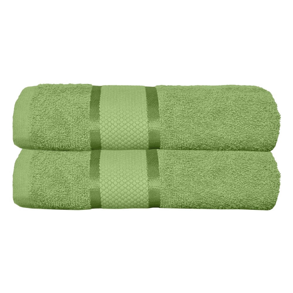 Set 2 prosoape de baie, Bumbac 100%, Uni, 400g/m², 70×130cm, Verde, PRO-7