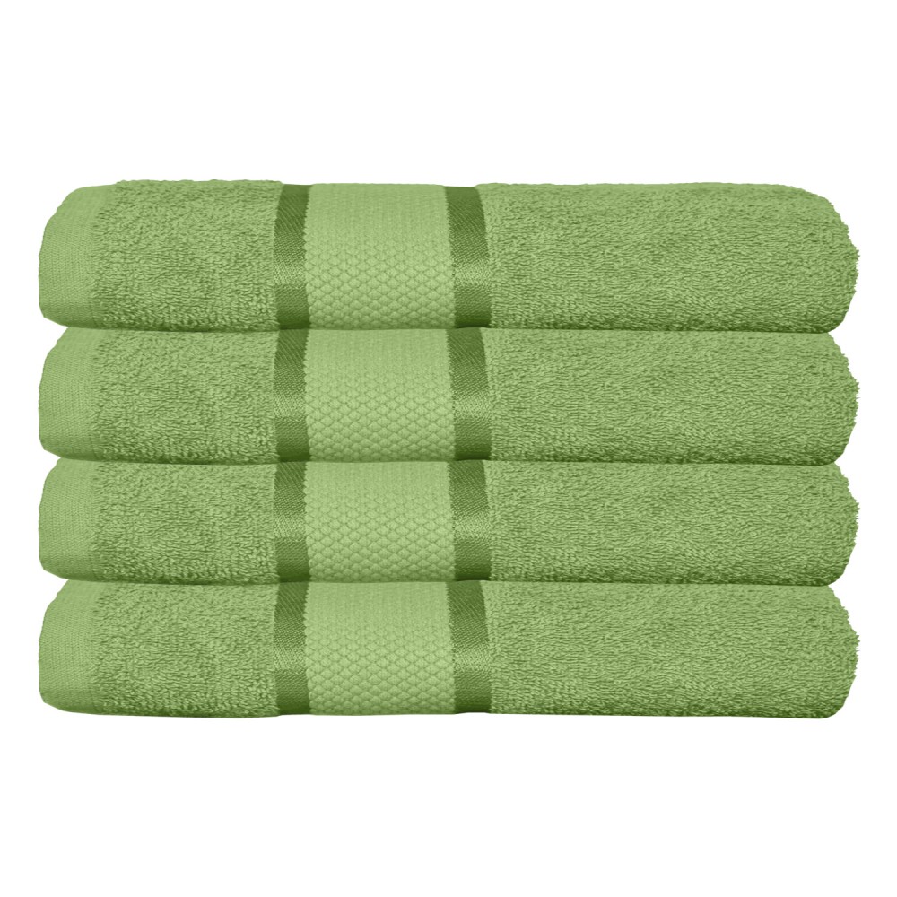 Set 4 prosoape de baie, Bumbac 100%, Uni, 400g/m², 50×90cm, Verde, PRO-8