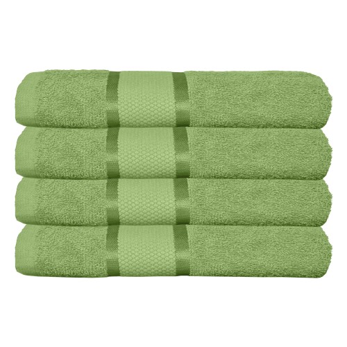 Set 4 prosoape de baie, Bumbac 100%, Uni, 400g/m², 50×90cm, Verde, PRO-8