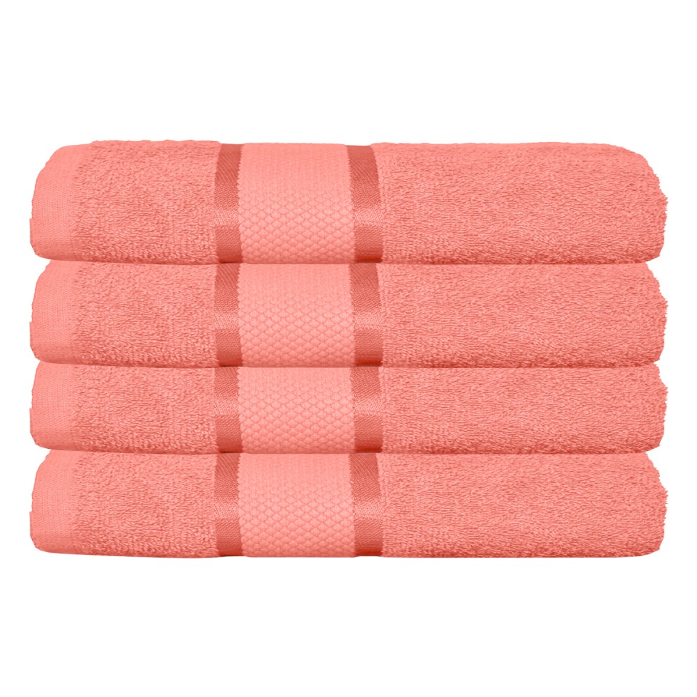 Set 4 prosoape de baie, Bumbac 100%, Uni, 400g/m², 50×90cm, Roz, PRO-9