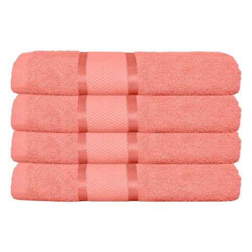 Set 4 prosoape de baie, Bumbac 100%, Uni, 400g/m², 50×90cm, Roz, PRO-9