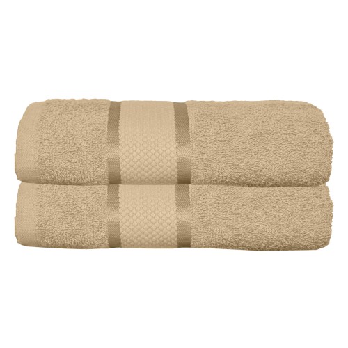 Set 2 prosoape de baie, Bumbac 100%, Uni, 400g/m², 70×130cm, Crem Inchis, PRO-10