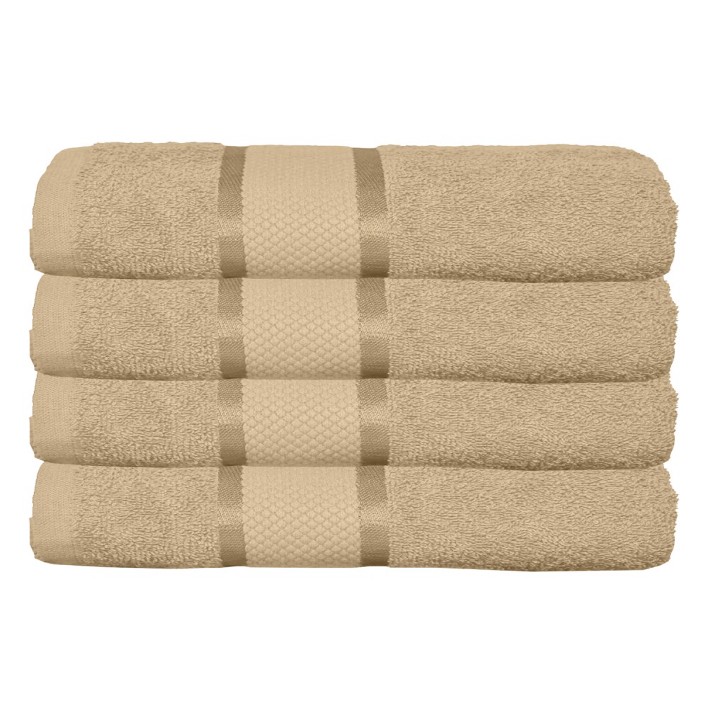 Set 4 prosoape de baie, Bumbac 100%, Uni, 400g/m², 50×90cm, Crem Inchis, PRO-11